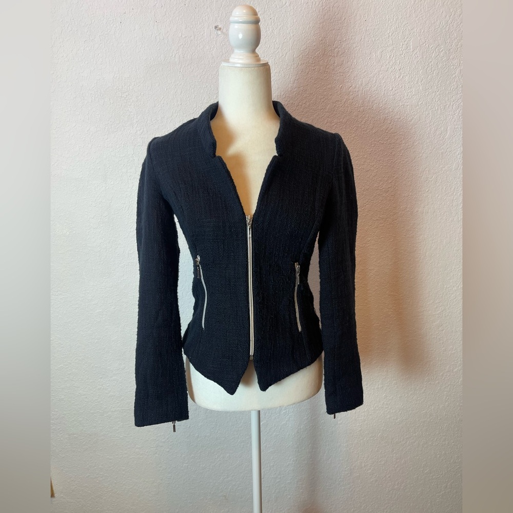 Aqua Womens Jacket Textured Basic Long Sleeve Size XS